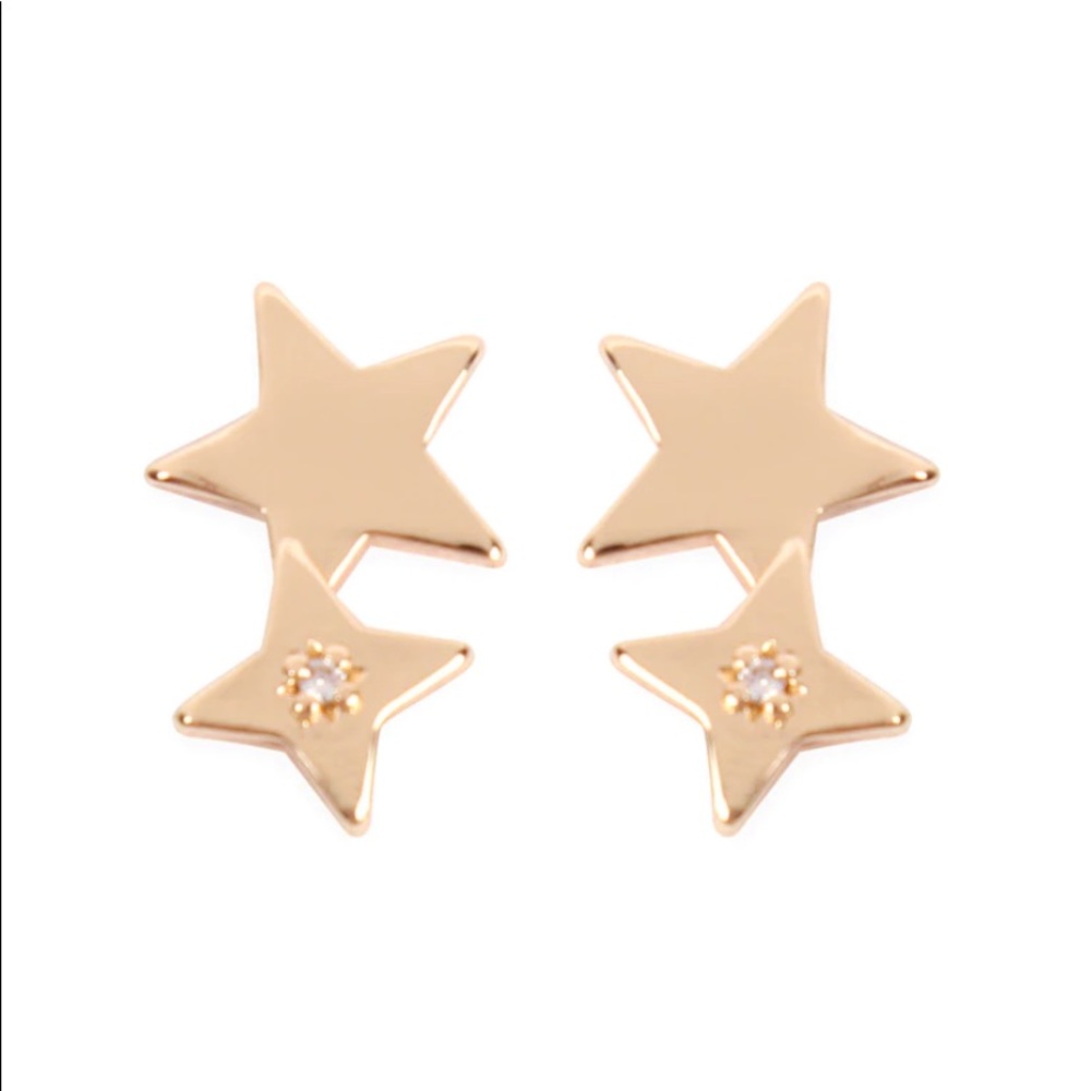 GOLD MINI DOUBLE STAR EARRINGS